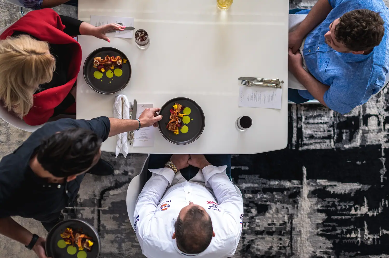 Culture Club chef's table service seen from above