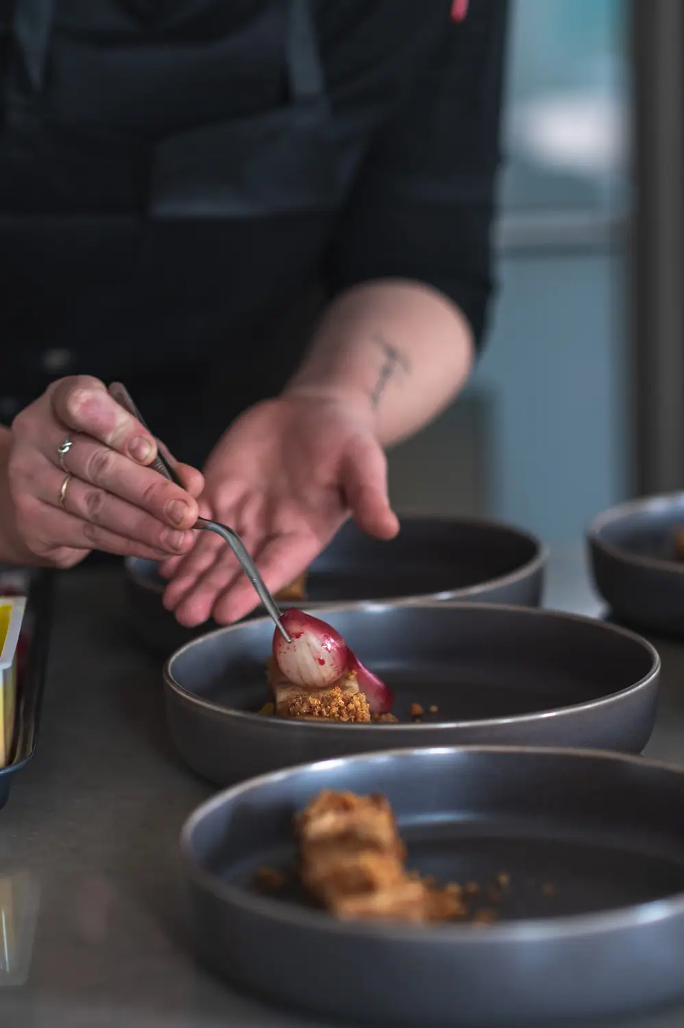 Culture Club — placing a garnish with tweezers