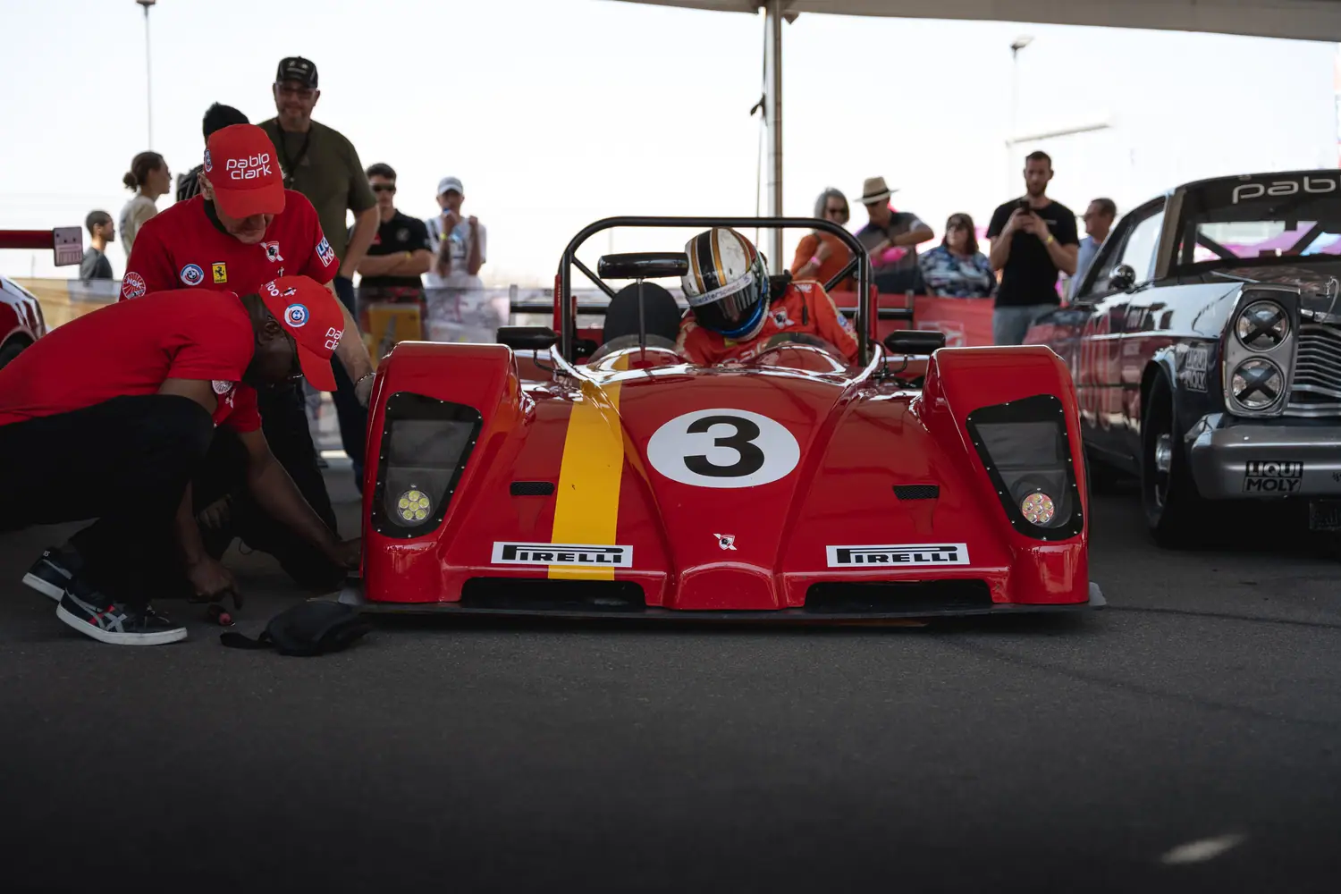 Festival of Motoring — historic prototype and crew on the grid